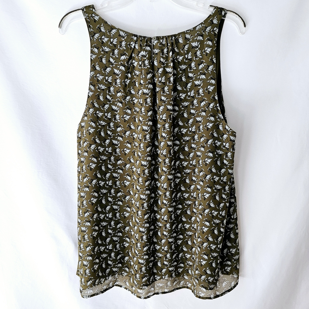 LOFT Sleeveless Floral Leaf Shell – Size XL – Olive Green, Light Blue, Black - Picture 10 of 10